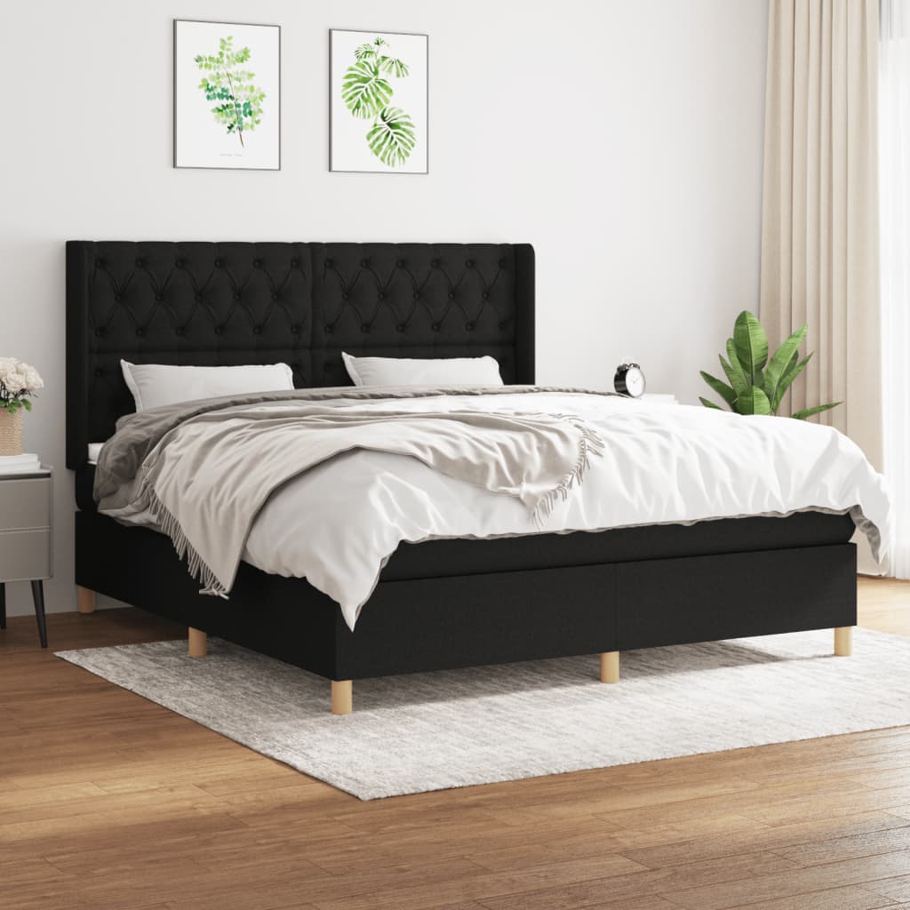 kontinentalseng med madras 160x200 cm stof sort