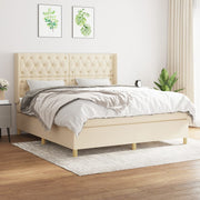 kontinentalseng med madras 160x200 cm stof cremefarvet