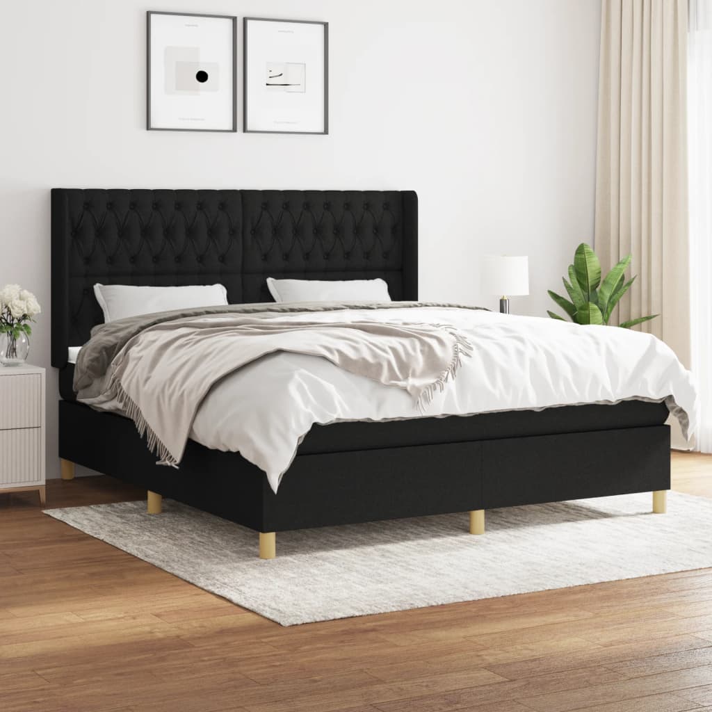 kontinentalseng med madras 180x200 cm stof sort