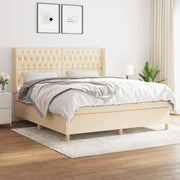 kontinentalseng med madras 180x200 cm stof cremefarvet