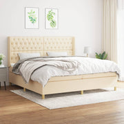 kontinentalseng med madras 200x200 cm stof cremefarvet