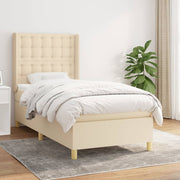 kontinentalseng med madras 80x200 cm stof cremefarvet