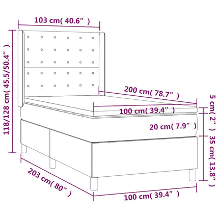 kontinentalseng med madras 100x200 cm stof sort