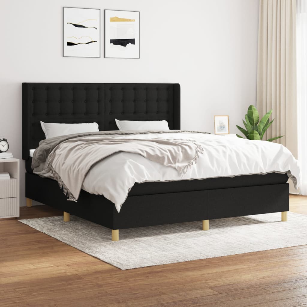 kontinentalseng med madras 160x200 cm stof sort