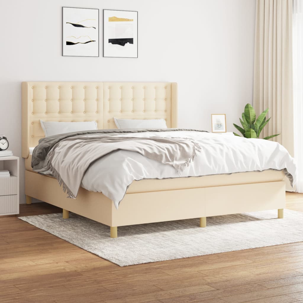 kontinentalseng med madras 160x200 cm stof cremefarvet