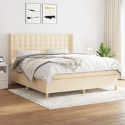 kontinentalseng med madras 160x200 cm stof cremefarvet