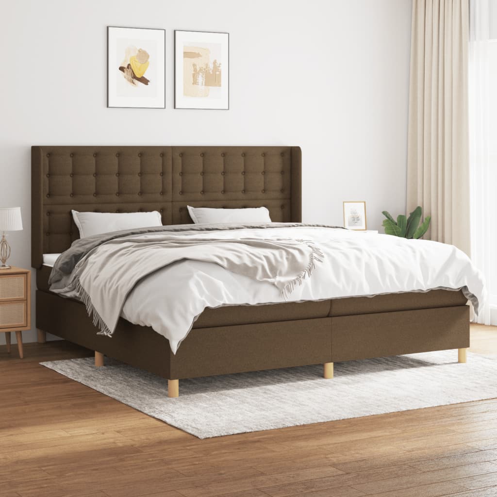 kontinentalseng med madras 200x200 cm stof mørkebrun