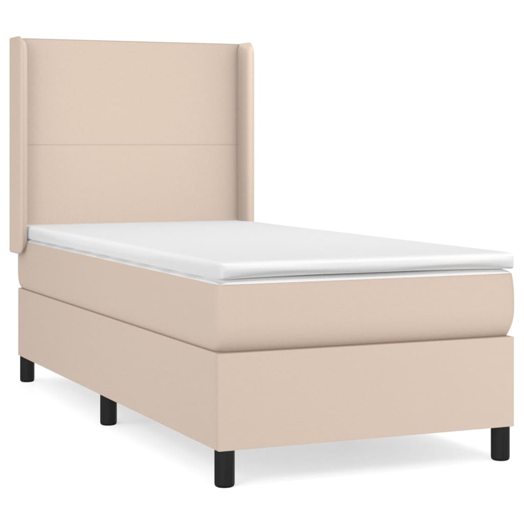 kontinentalseng 90x190 cm kunstlæder cappuccinofarvet