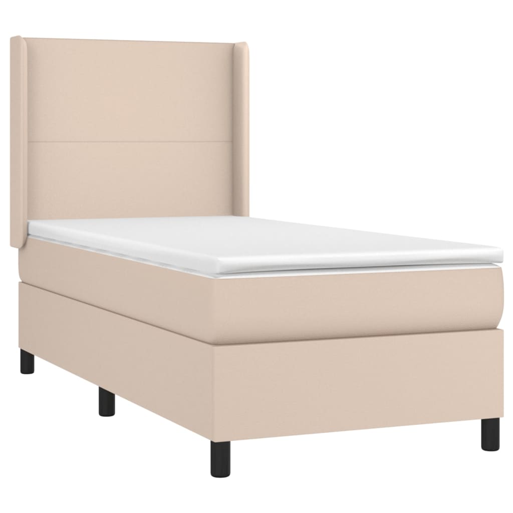 kontinentalseng 90x200 cm kunstlæder cappuccinofarvet