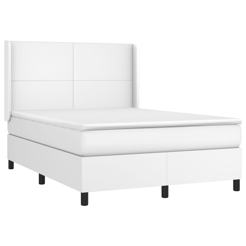 kontinentalseng med madras 140x190 cm kunstlæder hvid