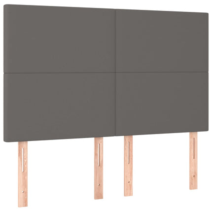 kontinentalseng med madras 140x190 cm kunstlæder grå