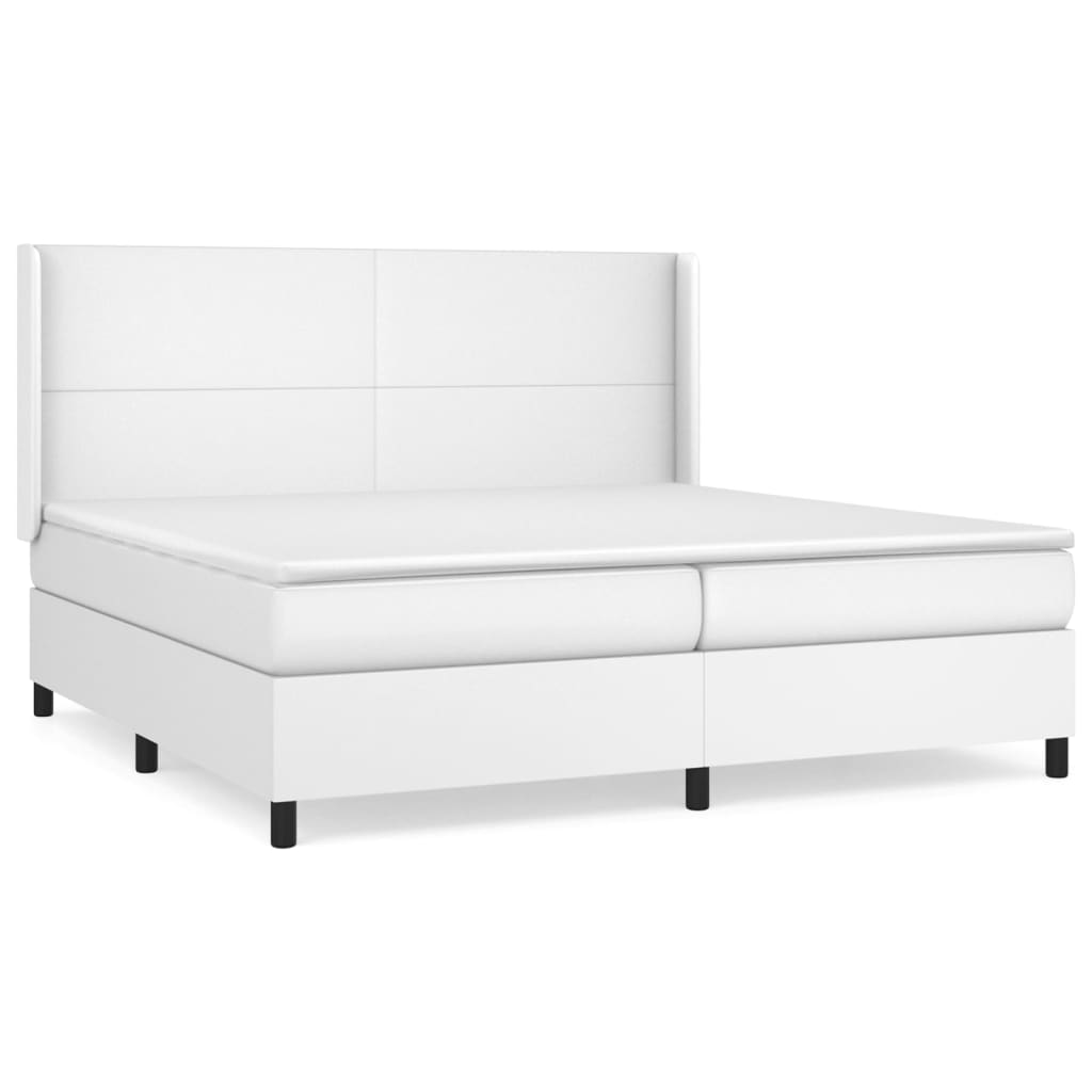 kontinentalseng med madras 200x200 cm kunstlæder hvid