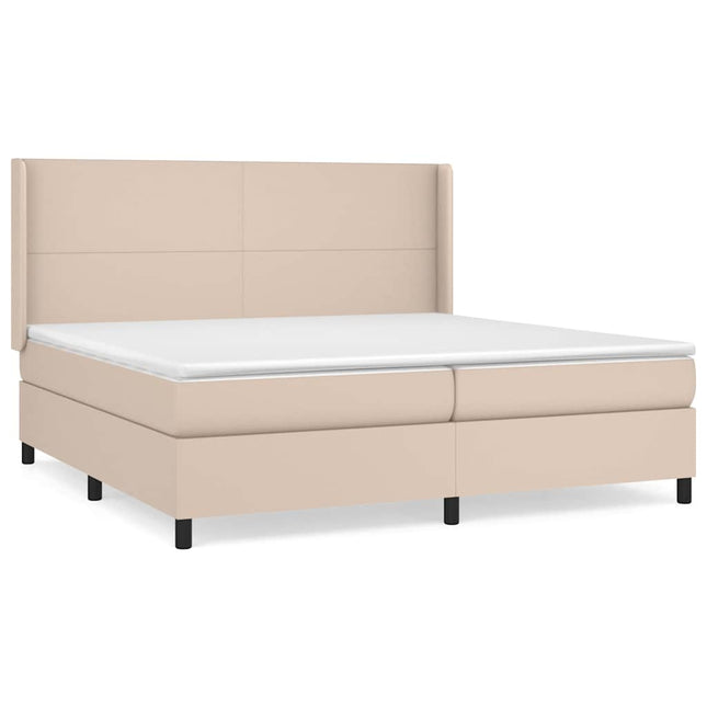 kontinentalseng 200x200 cm kunstlæder cappuccinofarvet
