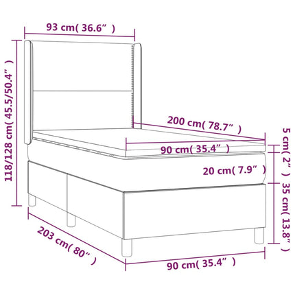 kontinentalseng med madras 90x200 cm kunstlæder sort