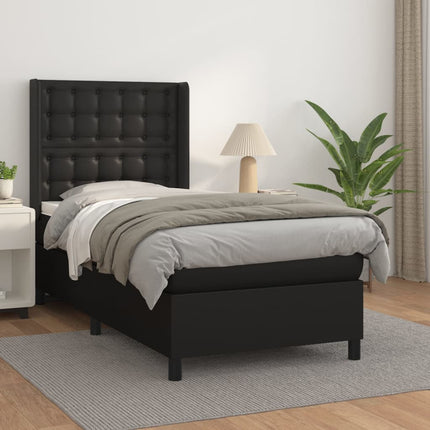 kontinentalseng med madras 90x190 cm kunstlæder sort