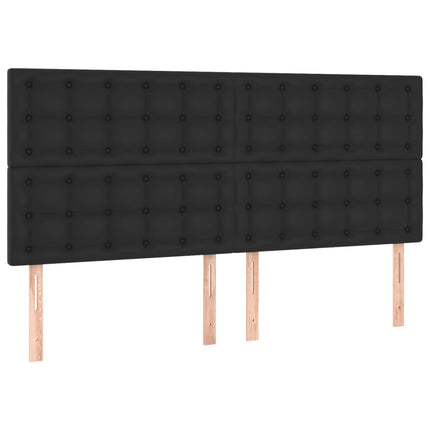 kontinentalseng 160x200 cm kunstlæder sort
