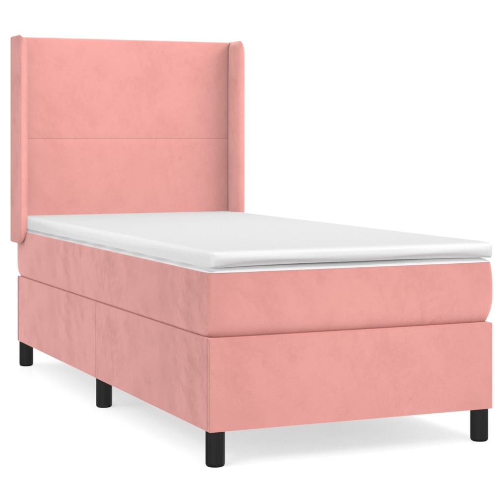 kontinentalseng med madras 90x190 cm fløjl pink