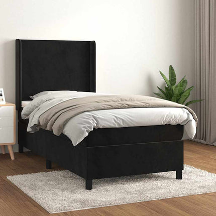 kontinentalseng med madras 90x200 cm fløjl sort
