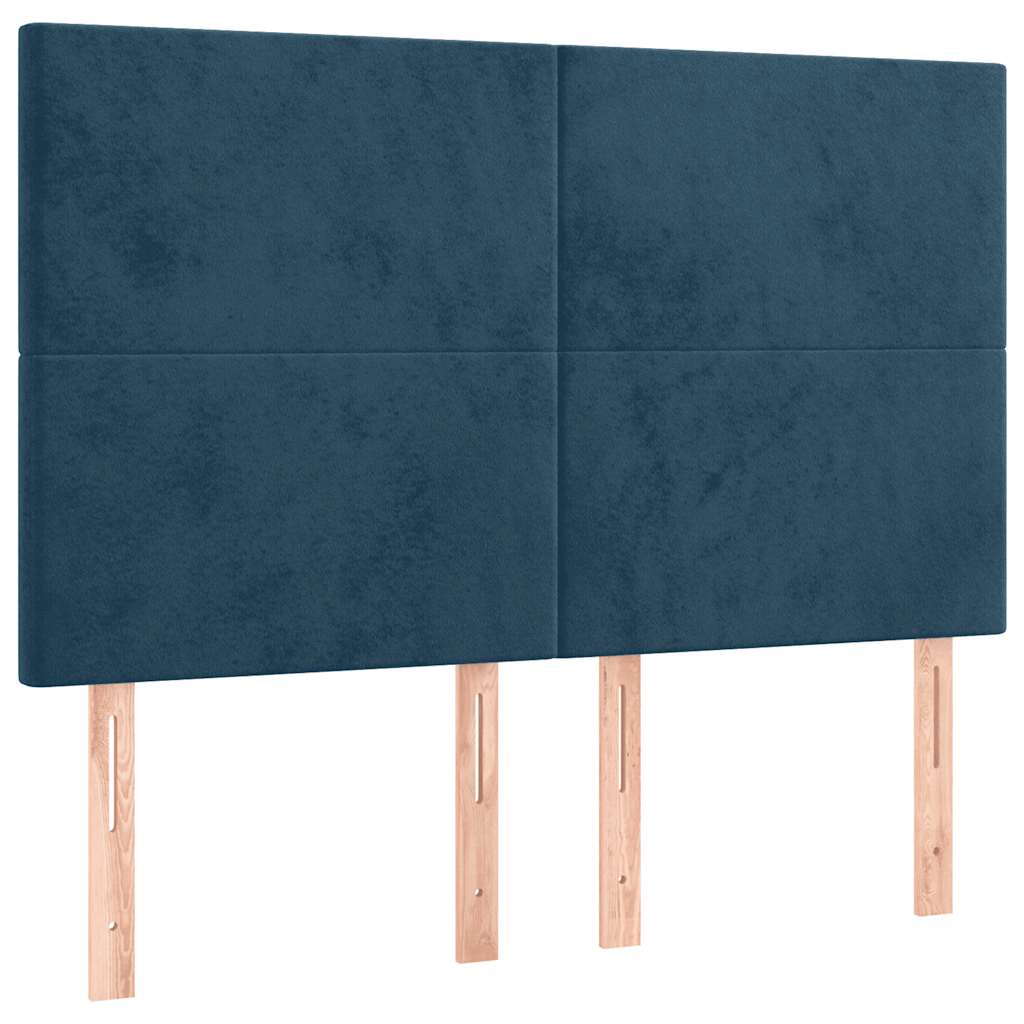 kontinentalseng med madras 140x190 cm fløjl mørkeblå