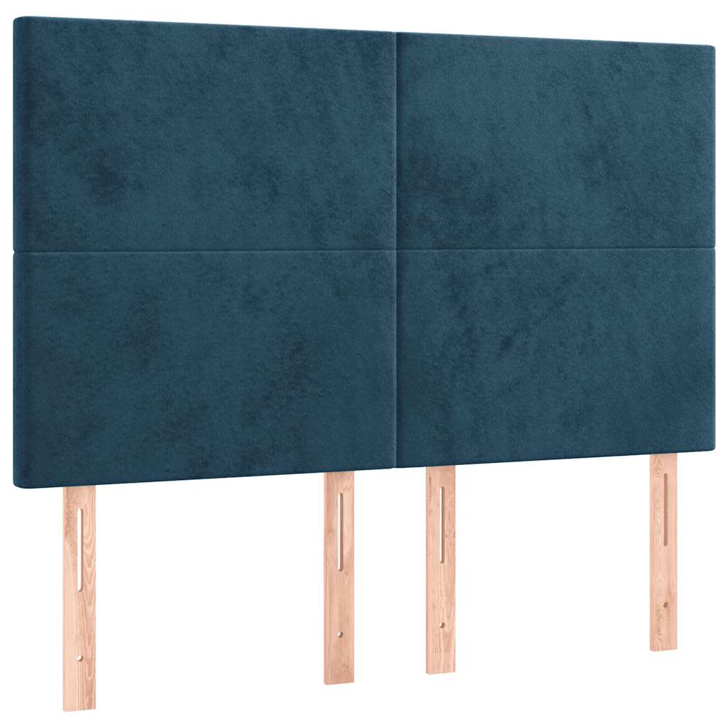 kontinentalseng med madras 140x200 cm fløjl mørkeblå