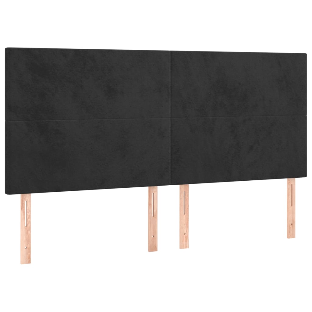 kontinentalseng med madras 200x200 cm fløjl sort