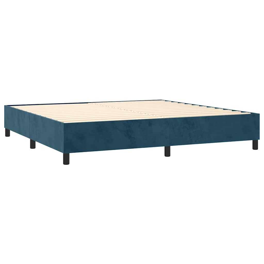 kontinentalseng med madras 200x200 cm fløjl mørkeblå