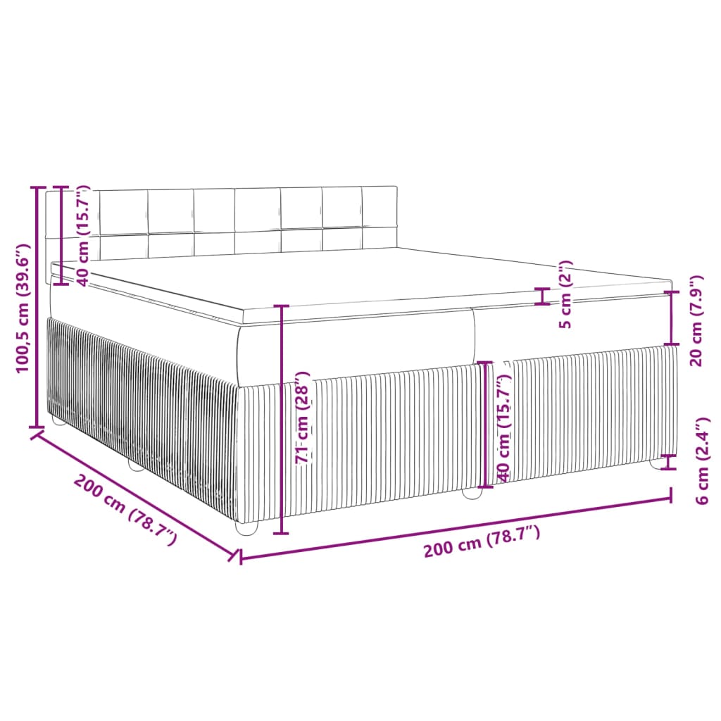 kontinentalseng med madras 80x200 cm fløjl mørkegrå