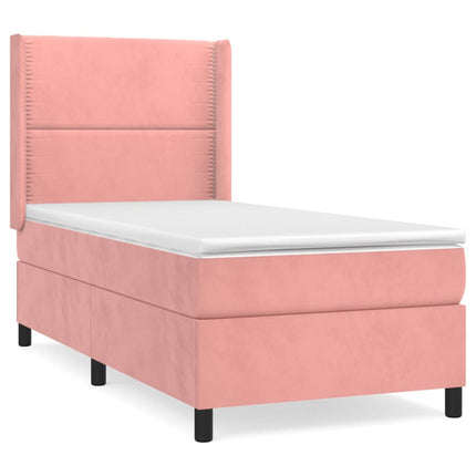 kontinentalseng med madras 90x190 cm fløjl pink