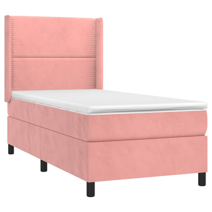kontinentalseng med madras 90x190 cm fløjl pink