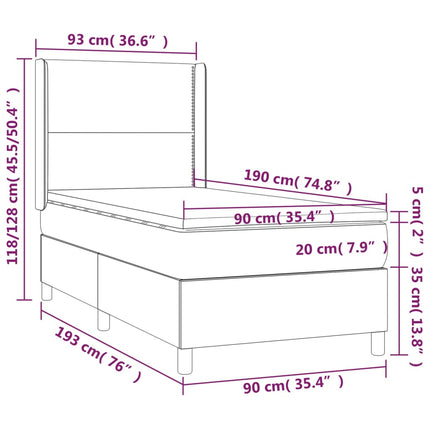 kontinentalseng med madras 90x190 cm fløjl pink