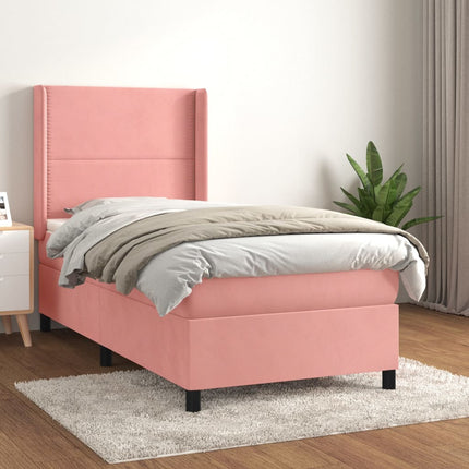 kontinentalseng med madras 90x190 cm fløjl pink