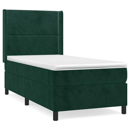 kontinentalseng med madras 90x200 cm fløjl mørkegrøn