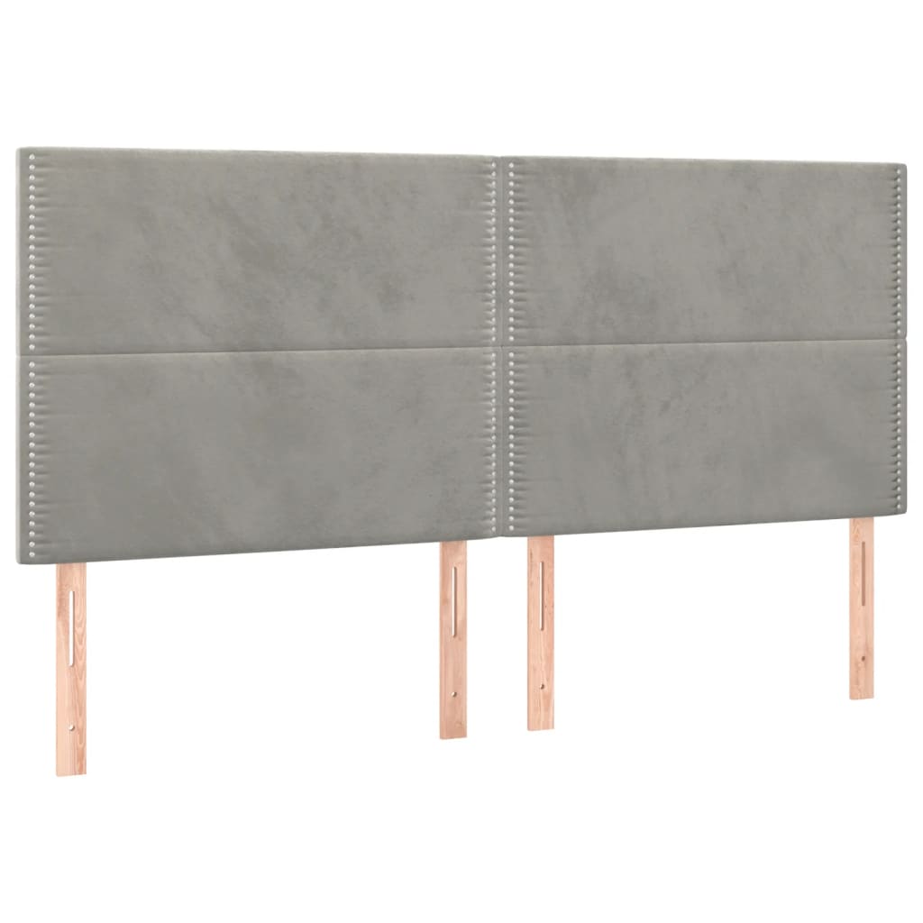 kontinentalseng med madras 200x200 cm fløjl lysegrå