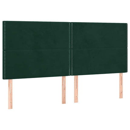 kontinentalseng med madras 200x200 cm fløjl mørkegrøn