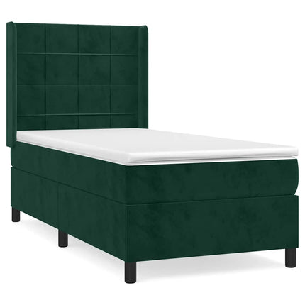 kontinentalseng med madras 80x200 cm fløjl mørkegrøn
