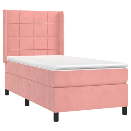 kontinentalseng med madras 90x190 cm fløjl pink
