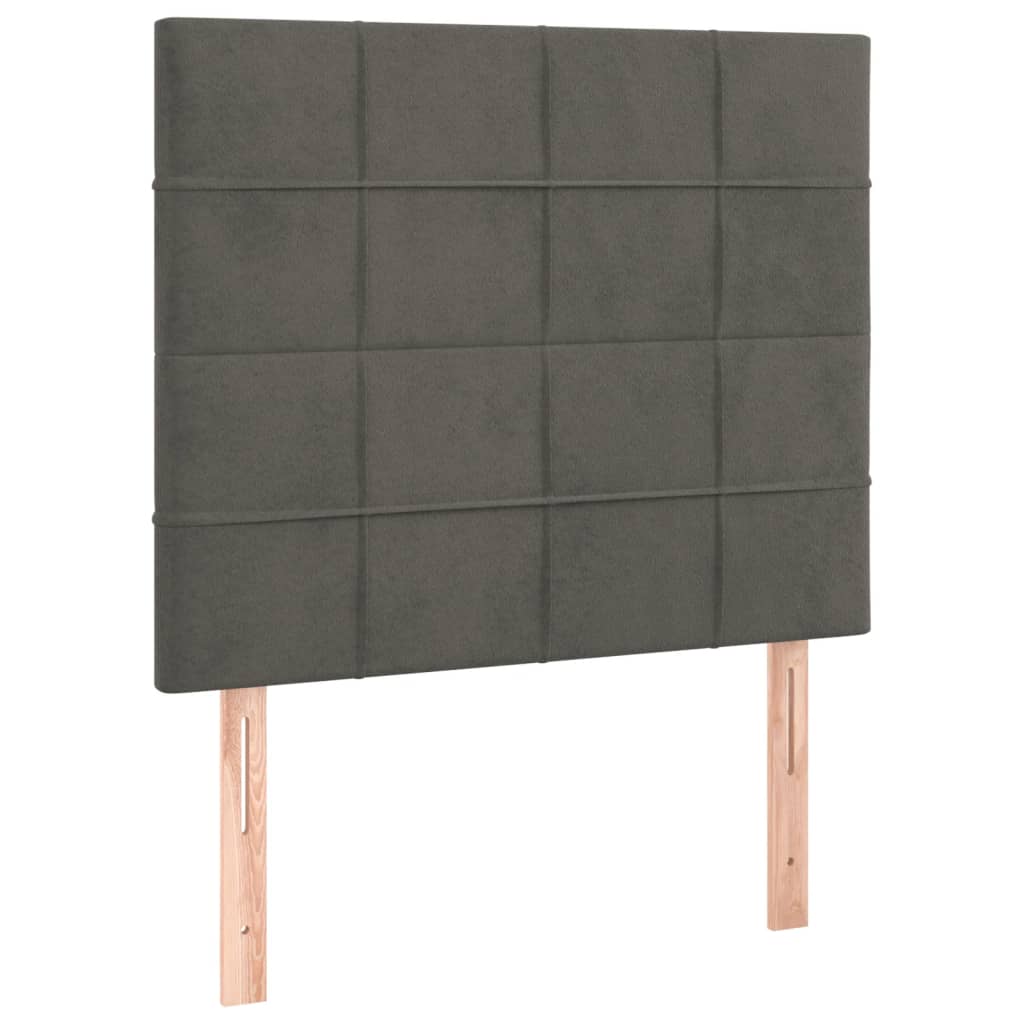 kontinentalseng med madras 90x200cm fløjl mørkegrå