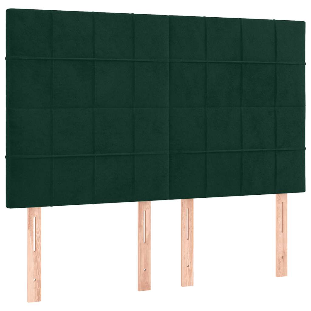kontinentalseng med madras 140x190 cm fløjl mørkegrøn