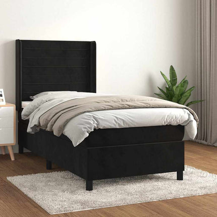 kontinentalseng med madras 90x200 cm fløjl sort