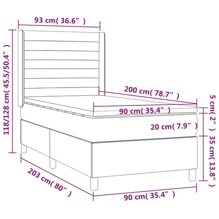 kontinentalseng med madras 90x200 cm fløjl lyserød