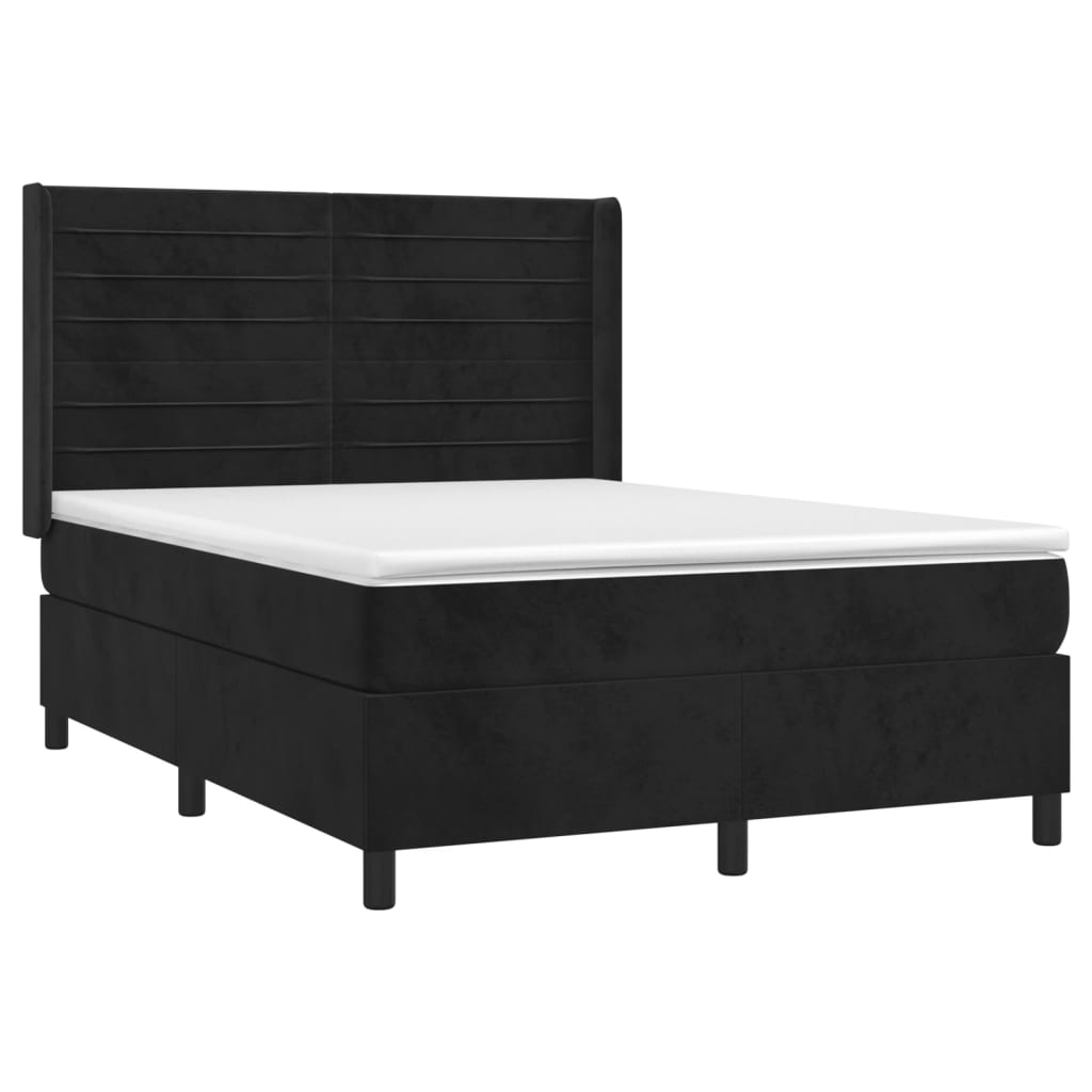 kontinentalseng med madras 140x190 cm fløjl sort