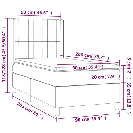 kontinentalseng med madras 90x200 cm fløjl lyserød