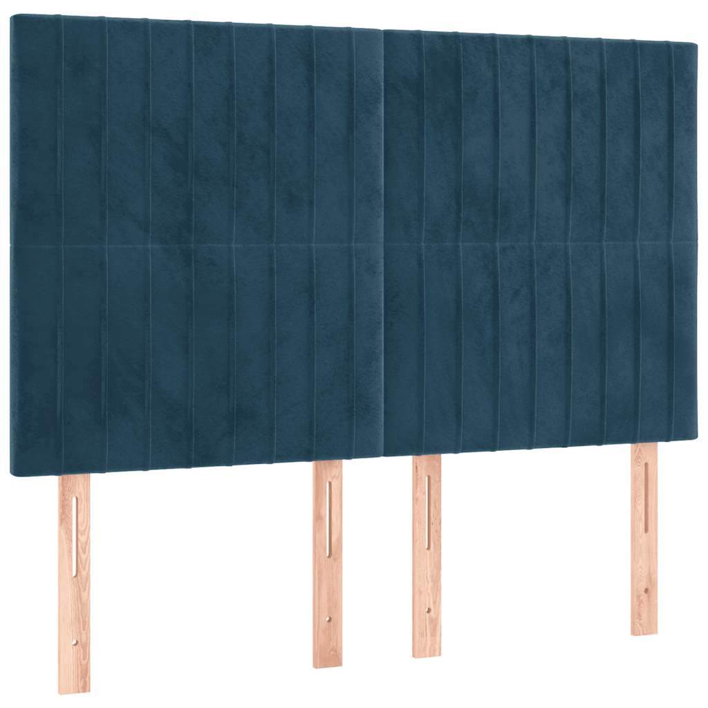 kontinentalseng med madras 140x190 cm fløjl mørkeblå