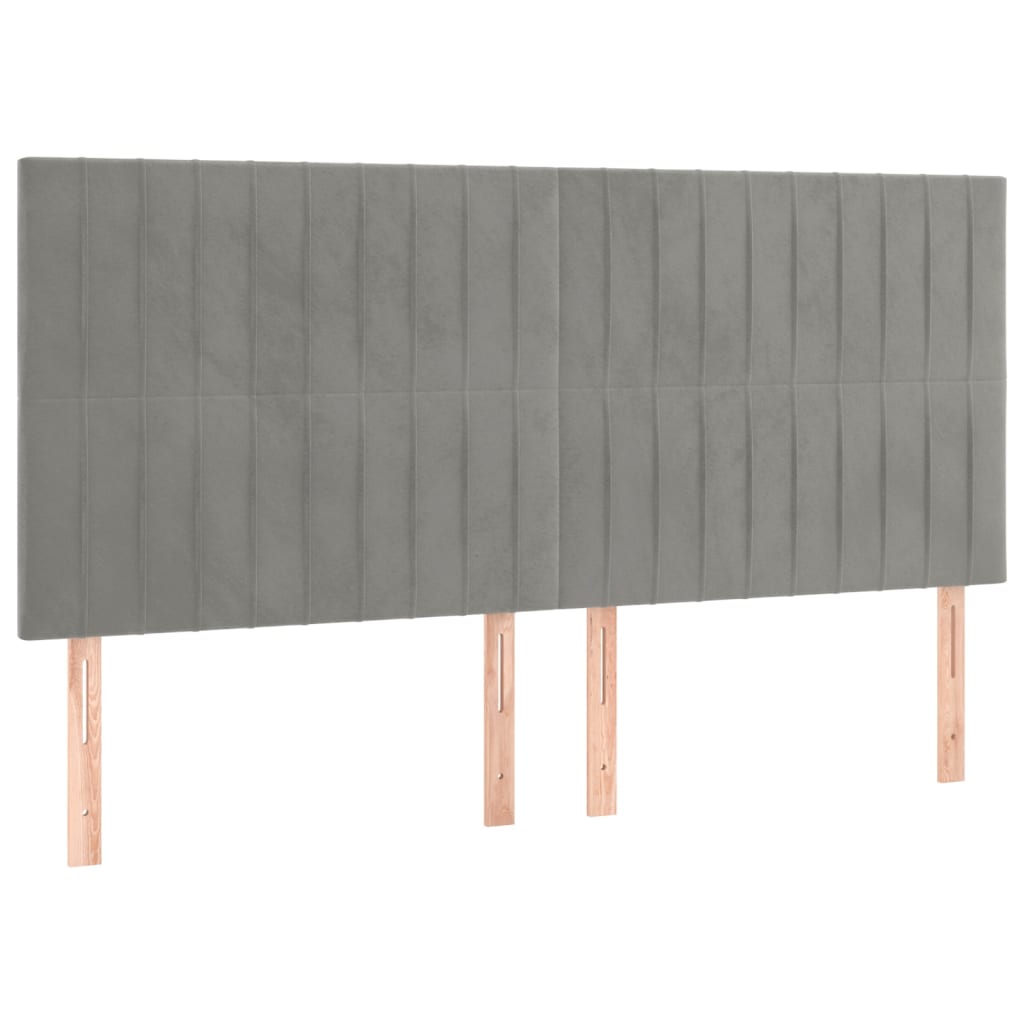 kontinentalseng med madras 180x200 cm fløjl lysegrå
