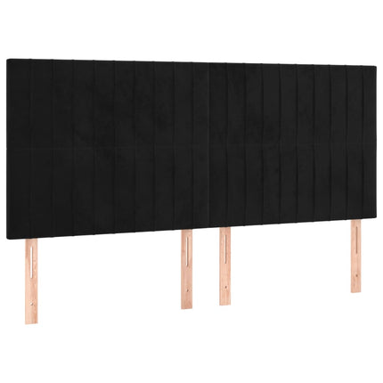 kontinentalseng med madras 200x200 cm fløjl sort