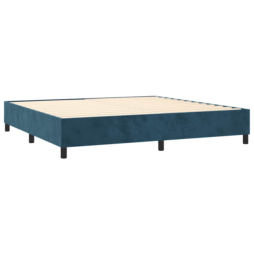kontinentalseng med madras 200x200 cm fløjl mørkeblå