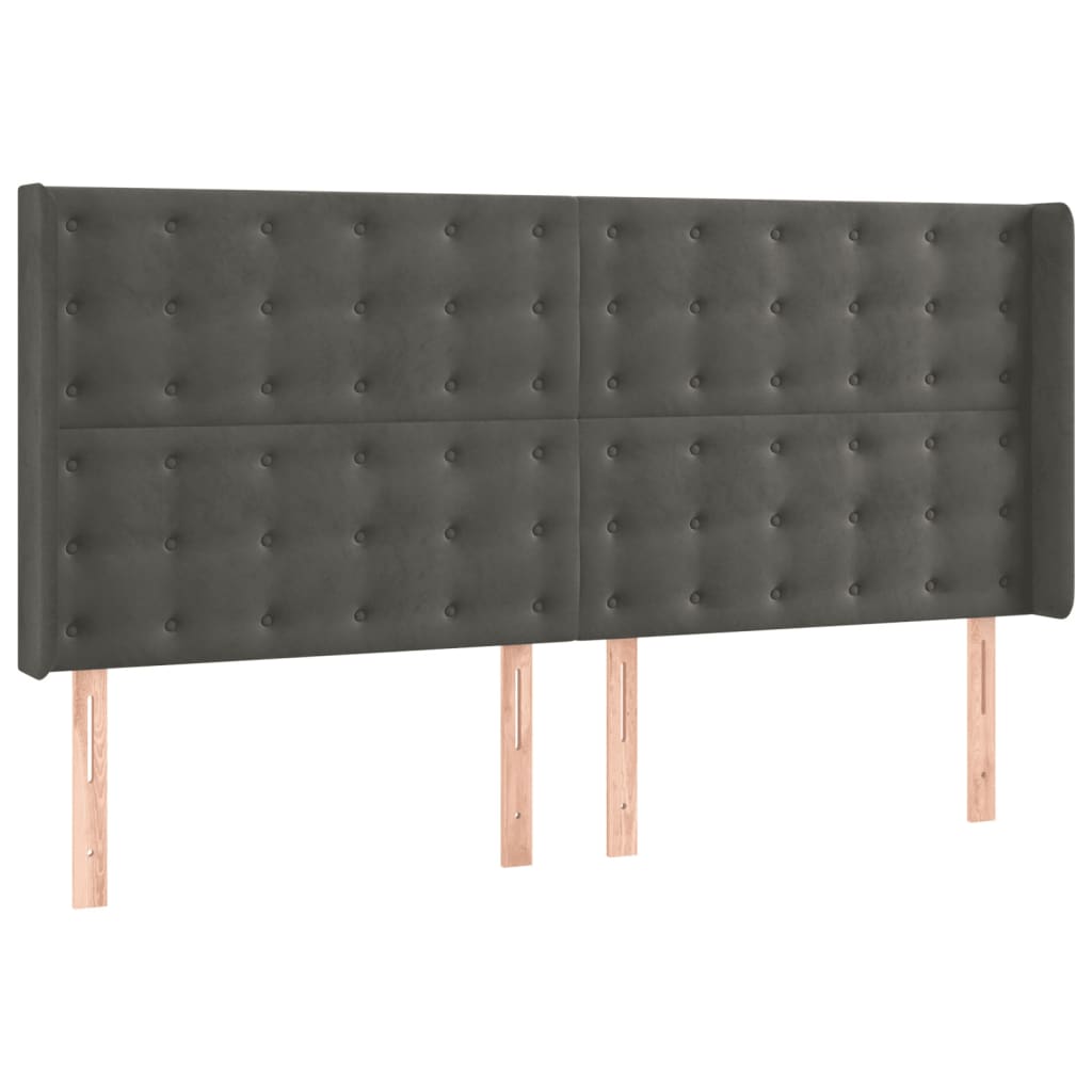 kontinentalseng med madras 160x200 cm fløjl mørkegrå