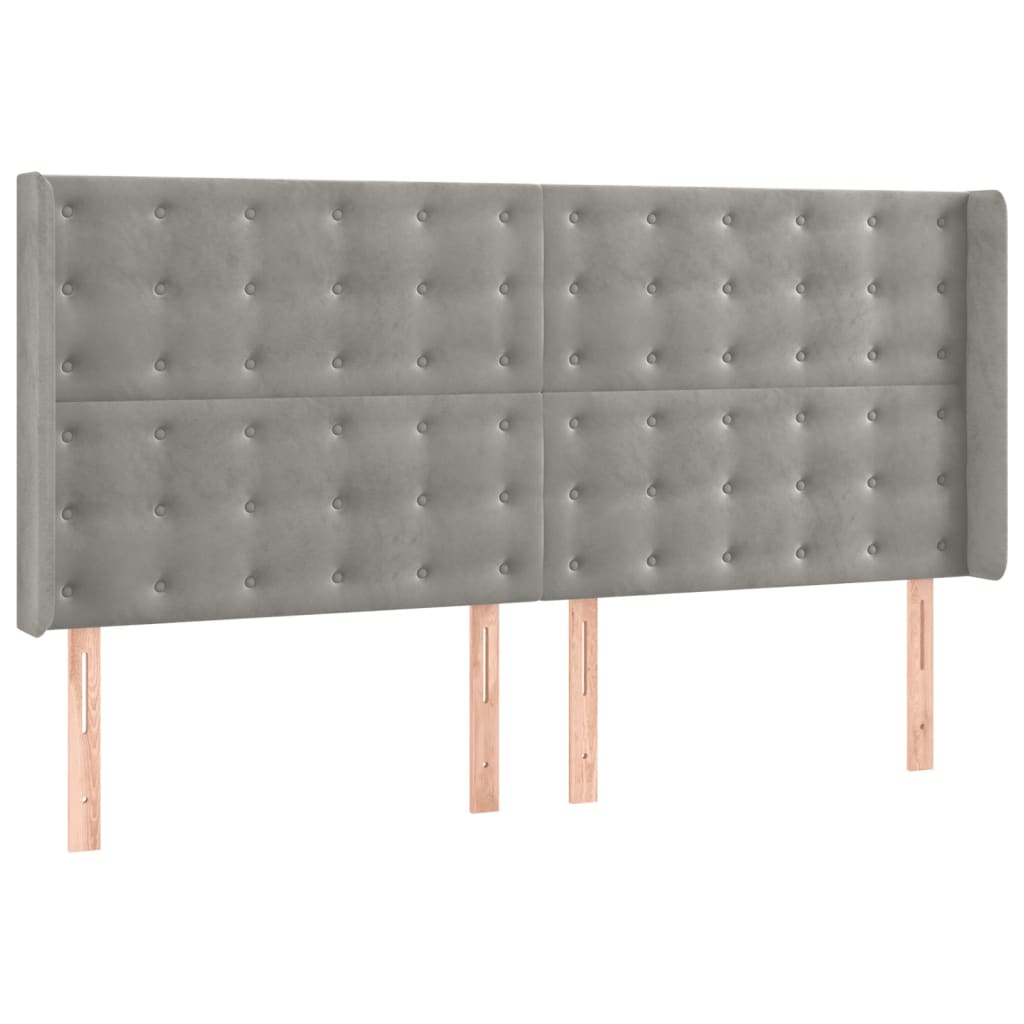 kontinentalseng med madras 200x200 cm fløjl lysegrå