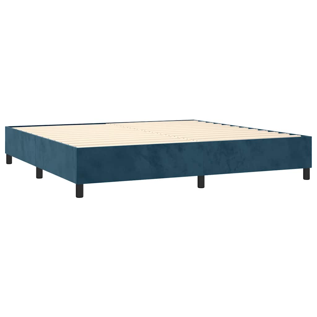 kontinentalseng med madras 200x200 cm fløjl mørkeblå