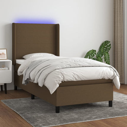 LED Box Spring Bed med hovedgærde Stof